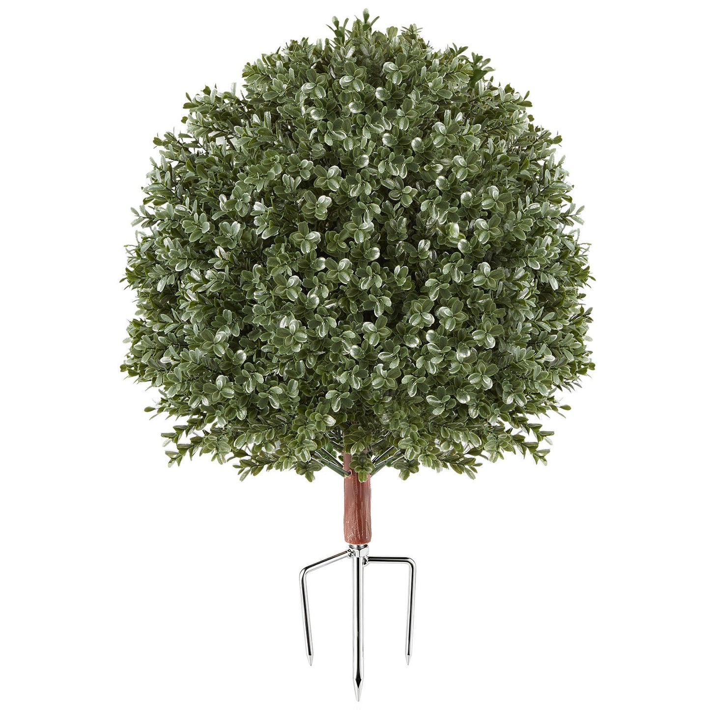Artificial Topiary Boxwood Bush 508 mm Set of 2 Greenery Fake Shrubs, PE Faux Trees with Metal Ground Spikes, Indoor & Outdoor Green Plant for Front Door, Entryway, Porch, Balcony, Patio, Garden