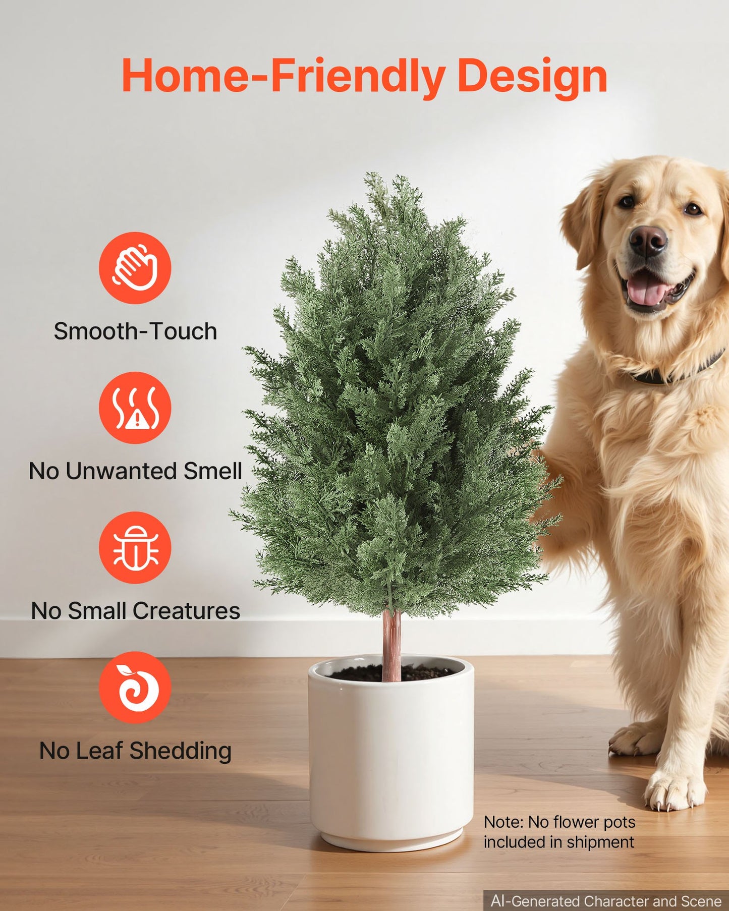 Artificial Topiary Cedar Bush 914 mm Set of 2 Greenery Fake Shrubs, PE Faux Trees with Ground Spikes, Indoor & Outdoor Green Plant for Front Door, Entryway, Porch, Balcony, Patio, Garden
