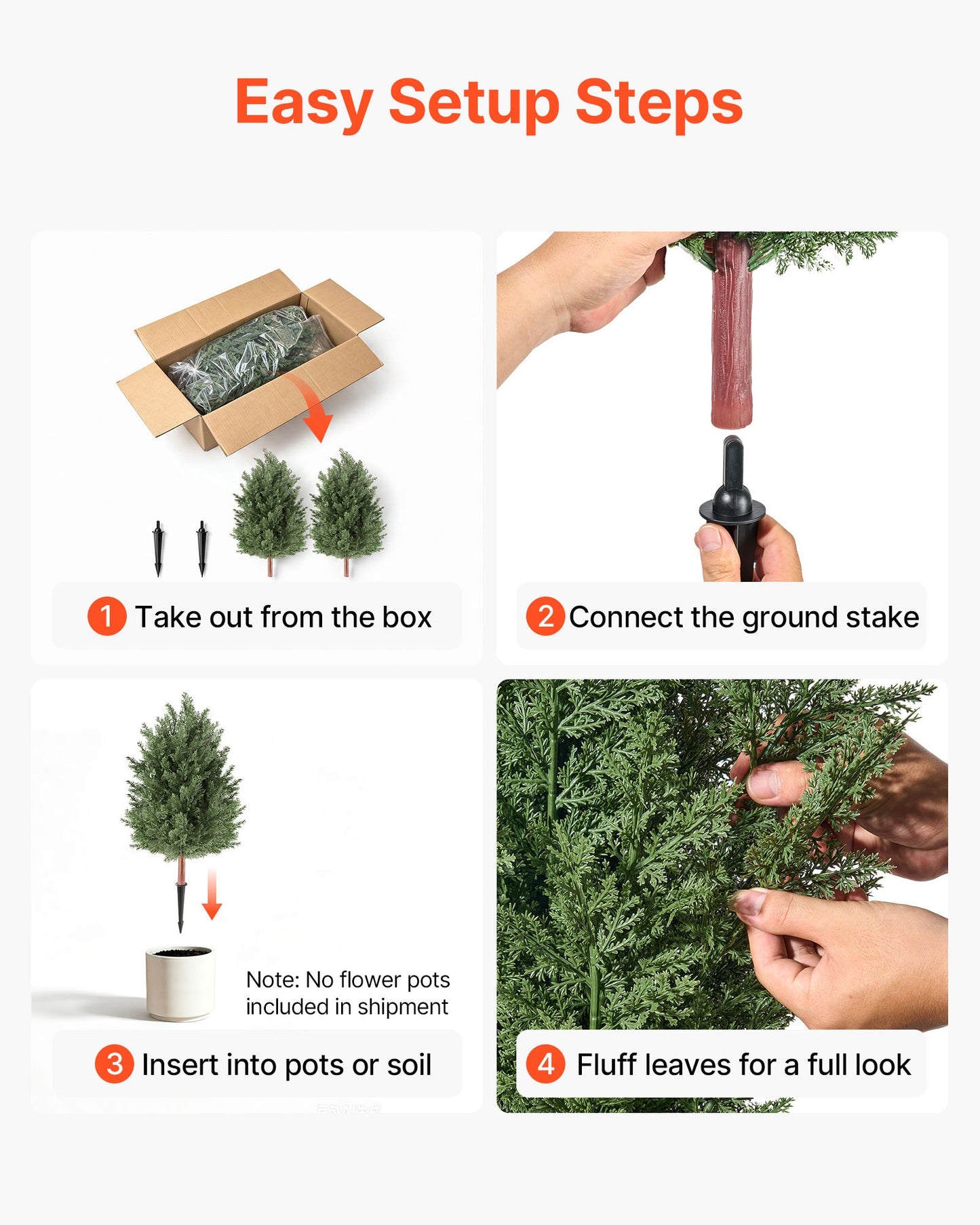 Artificial Topiary Cedar Bush 914 mm Set of 2 Greenery Fake Shrubs, PE Faux Trees with Ground Spikes, Indoor & Outdoor Green Plant for Front Door, Entryway, Porch, Balcony, Patio, Garden