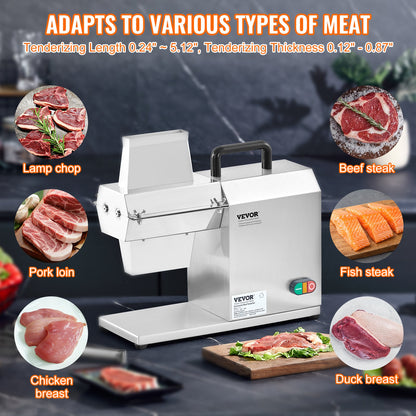 VEVOR Commercial Meat Tenderizer, Heavy Duty Stainless Steel Kitchen Tool with Handle,