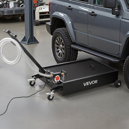 Low Profile Oil Drain Pan, 56.8 L Capacity, Rolling Oil Drain Pan with Electric Pump & 2.2 m Hose, Leak-proof & Corrosion-resistant, Fit for Cars, SUVs, Trucks, Motorcycles, ATVs, Metal