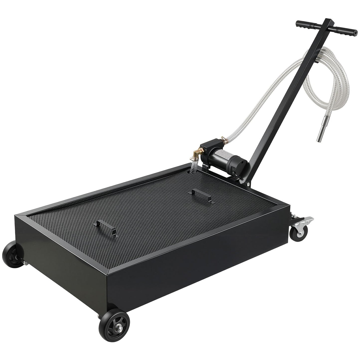 Low Profile Oil Drain Pan, 56.8 L Capacity, Rolling Oil Drain Pan with Electric Pump & 2.2 m Hose, Leak-proof & Corrosion-resistant, Fit for Cars, SUVs, Trucks, Motorcycles, ATVs, Metal