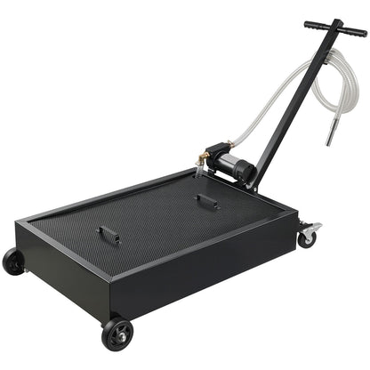 Low Profile Oil Drain Pan, 56.8 L Capacity, Rolling Oil Drain Pan with Electric Pump & 2.2 m Hose, Leak-proof & Corrosion-resistant, Fit for Cars, SUVs, Trucks, Motorcycles, ATVs, Metal
