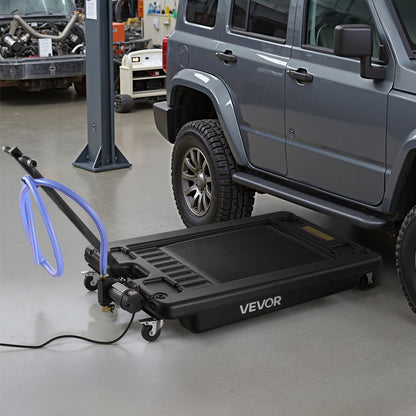 Low Profile Oil Drain Pan, 64 L Capacity, Rolling Oil Drain Pan with Electric Pump & 2.2 m Hose, Leak-proof & Corrosion-resistant, Fit for Cars, SUVs, Trucks, Motorcycles, ATVs, Metal