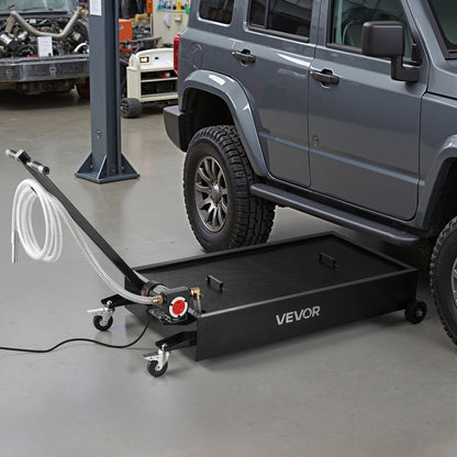Low Profile Oil Drain Pan, 75.7 L Capacity, Rolling Oil Drain Pan with Electric Pump & 2.2 m Hose, Leak-proof & Corrosion-resistant, Fit for Cars, SUVs, Trucks, Motorcycles, ATVs, Metal