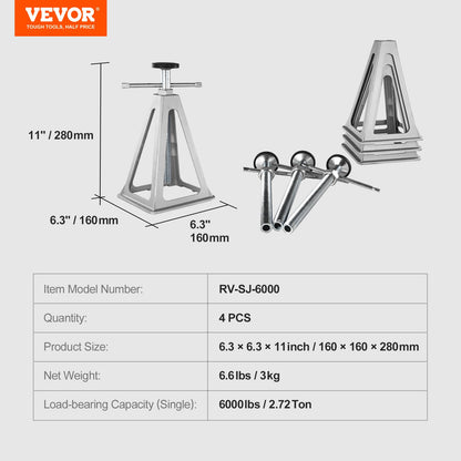 VEVOR RV Stabilizer Jacks, 4 Pack Aluminum RV Leveling Jacks, RV Stack Jacks for