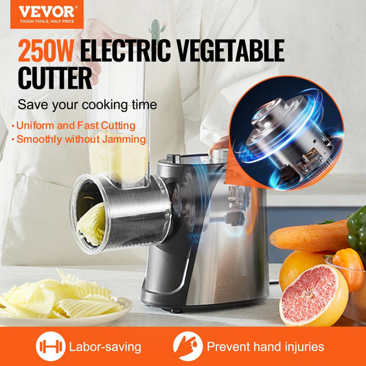 Electric 250W Vegetable & Cheese Slicer with 5 Attachments, Stainless Steel