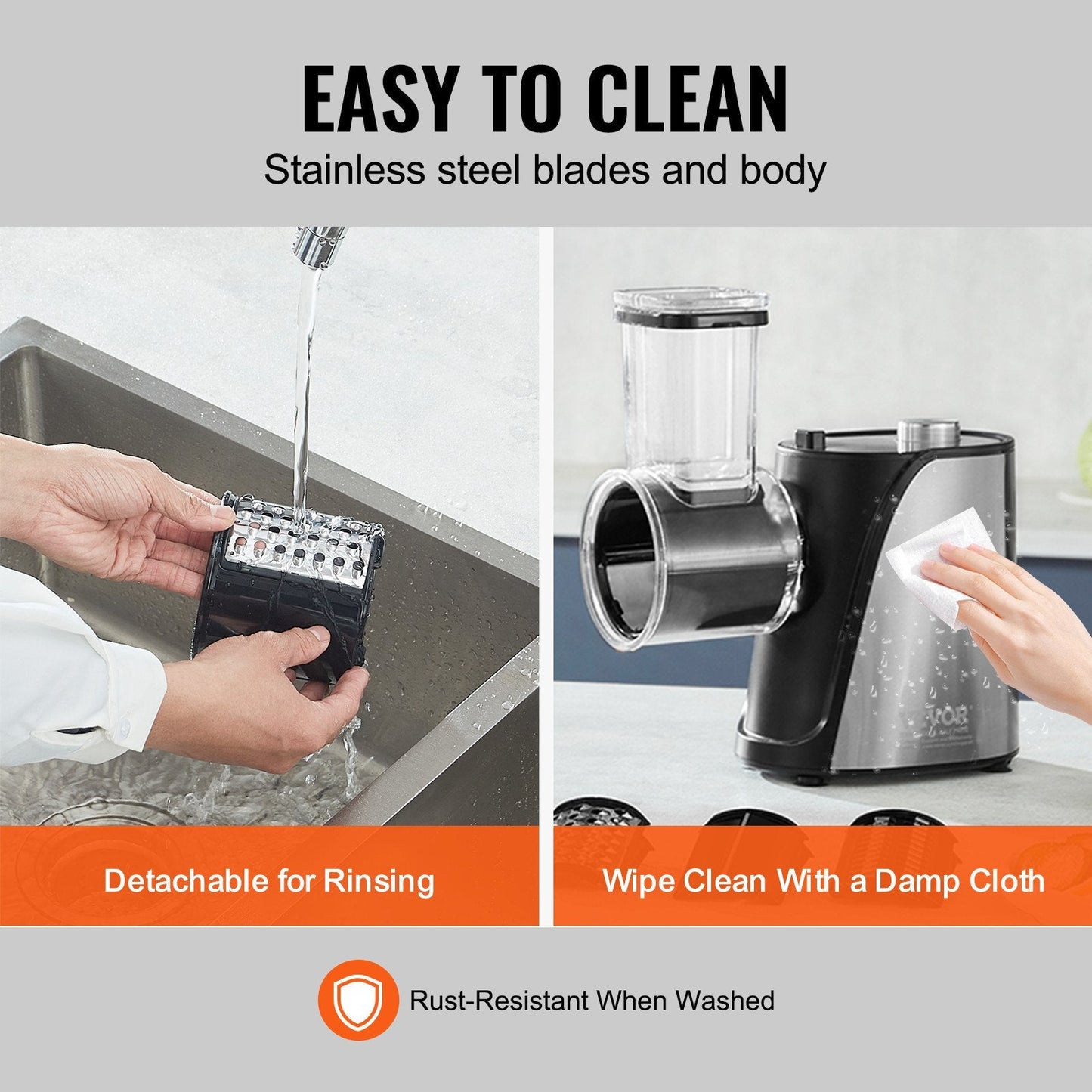 Electric 250W Vegetable & Cheese Slicer with 5 Attachments, Stainless Steel