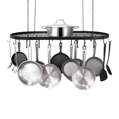 Ceiling Mounted Pot Rack with 20 Hooks, 36 kg Load, Carbon Steel, Easy Install