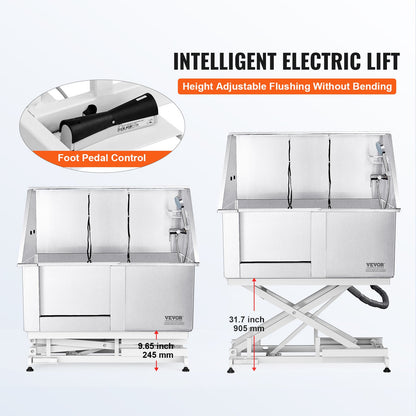 VEVOR 1.27M Pet Dog Bathing Station Electric Height Adjust, Professional Stainless