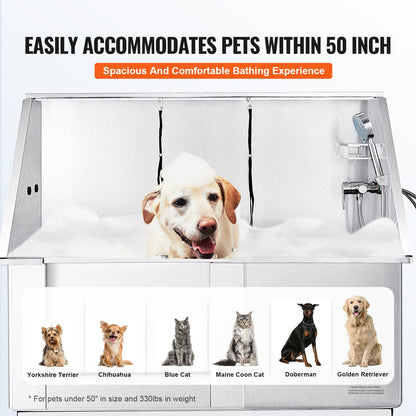 VEVOR 1.27M Pet Dog Bathing Station Electric Height Adjust, Professional Stainless