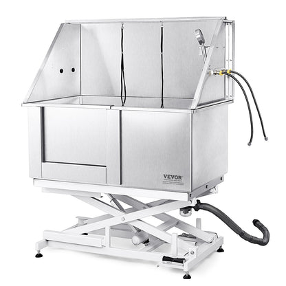 Professional 1.27m Stainless Steel Dog Grooming Tub with Electric Height Adjustment