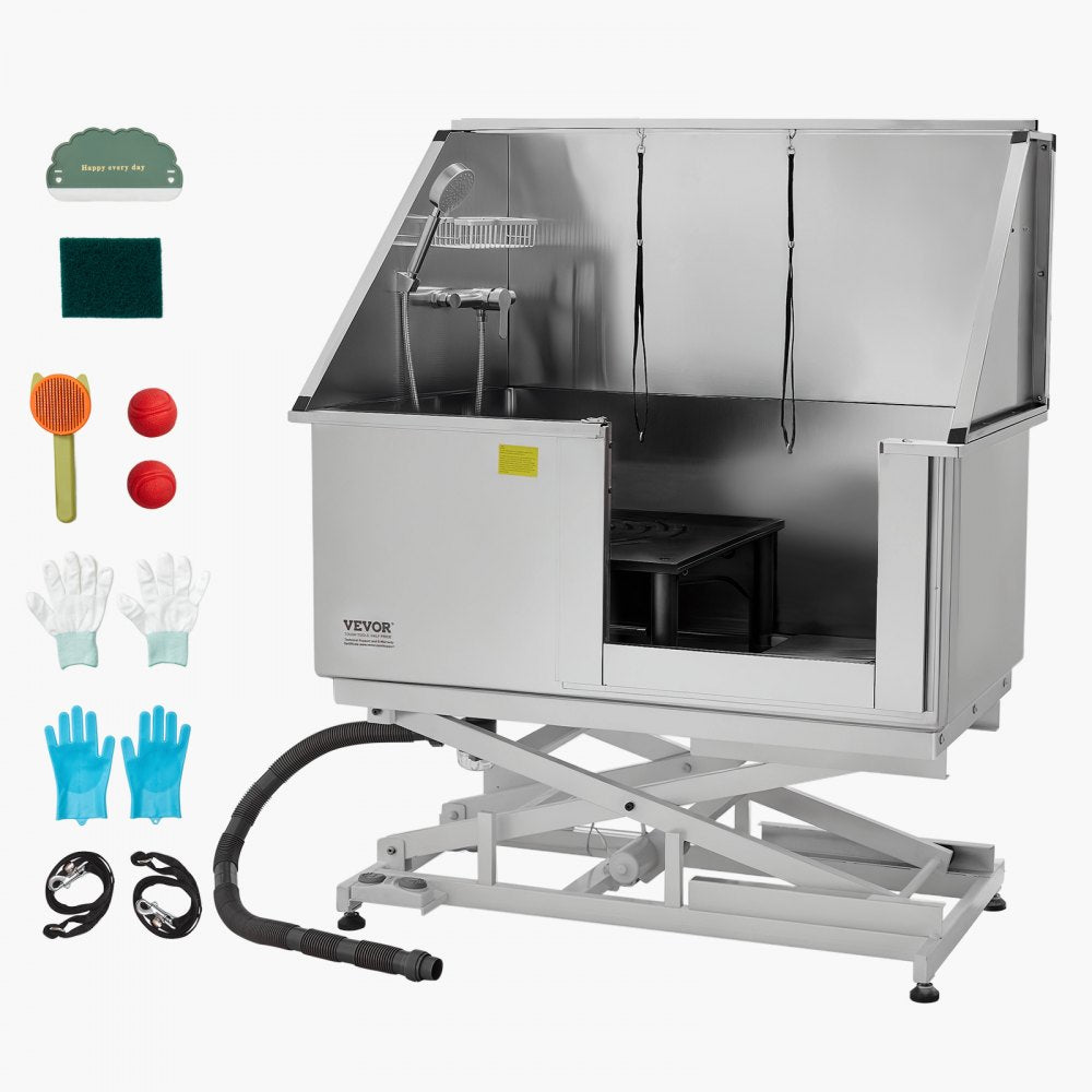 VEVOR 127 cm Electric Dog Grooming Bath Tub Stainless Steel w Water Filter
