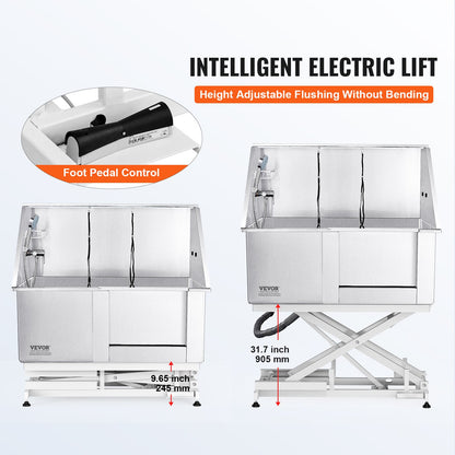 VEVOR 1.27M Pet Dog Bathing Station Electric Height Adjustment, Professional Stainless