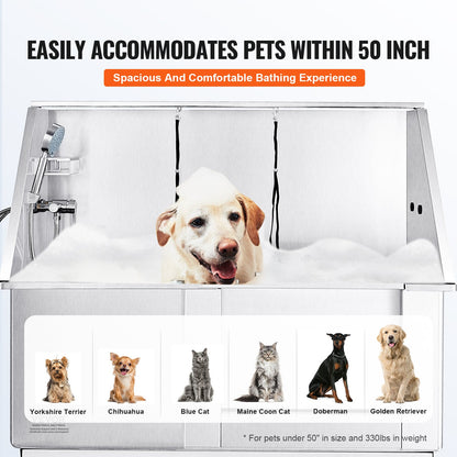 VEVOR 1.27M Pet Dog Bathing Station Electric Height Adjustment, Professional Stainless