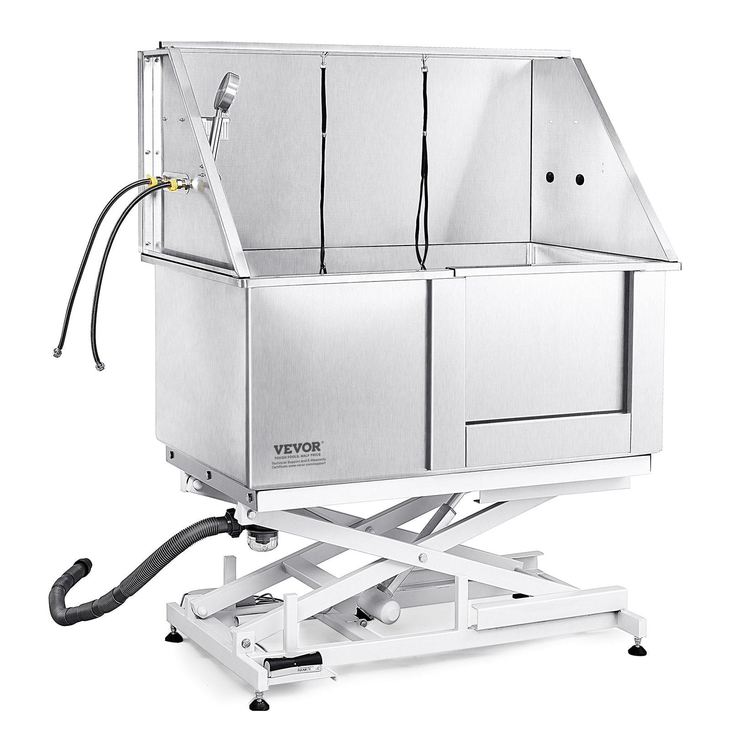 Professional 1.27M Dog Grooming Tub with Electric Height Adjustment, Stainless Steel