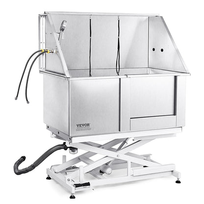 Professional 1.27M Dog Grooming Tub with Electric Height Adjustment, Stainless Steel
