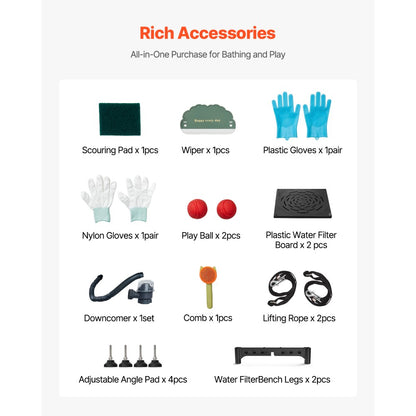 VEVOR 127 cm Electric Dog Grooming Bath Tub Stainless Steel w Water Filter Left