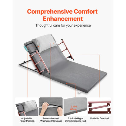 VEVOR Electric Lifting Backrest 136 kg 4-68° Adjustable with Folable Guardrail, 1910 x 960 mm