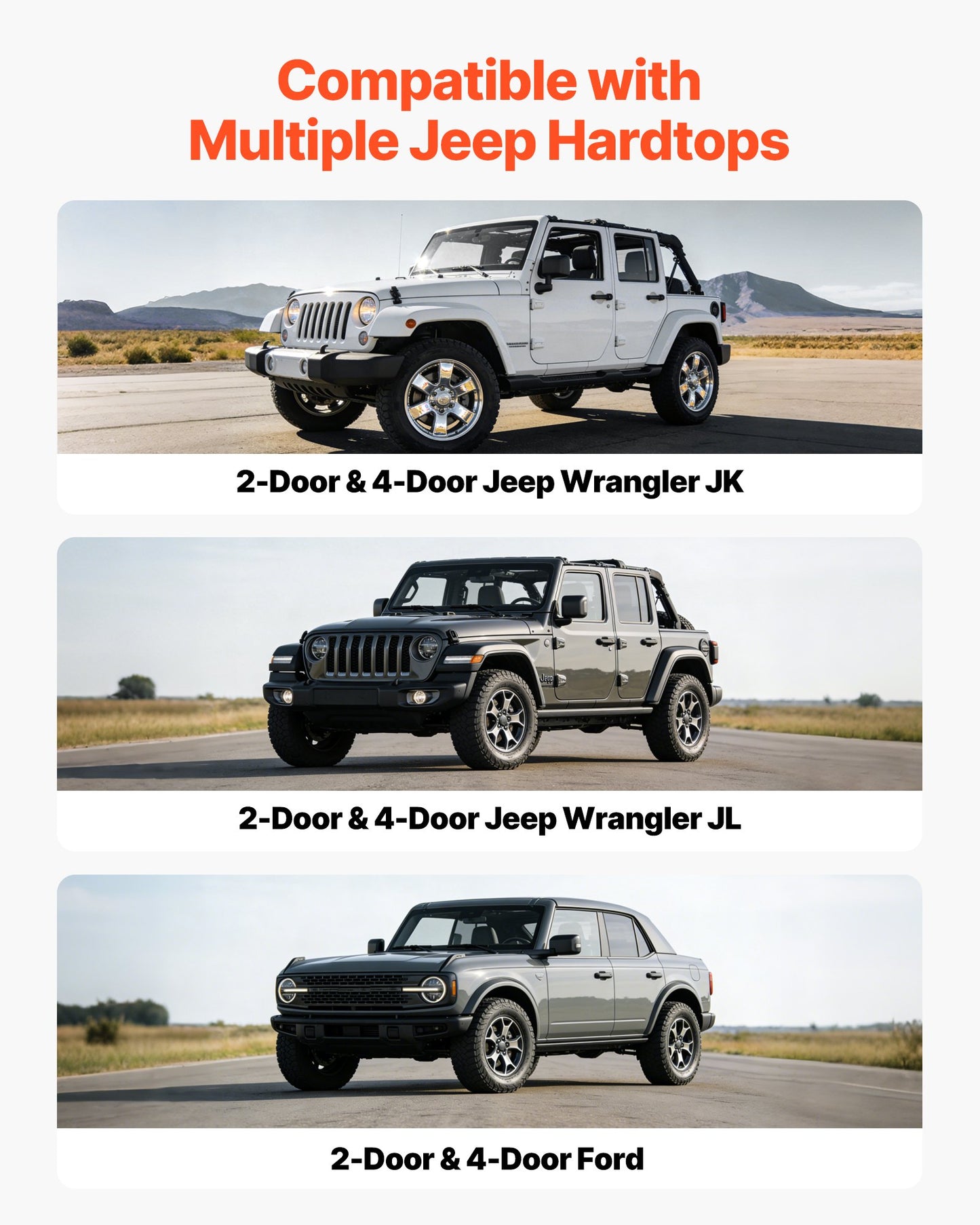 Hard Top Remover Lift, 99.79 kg, Jeep Hardtop Removal Storage Roof Hoist with Anti-Drop System, Easy One-Person Operation, Support 8-16 in Ceiling, for 2-Door & 4-Door Jeep Wrangler JK JL & Ford