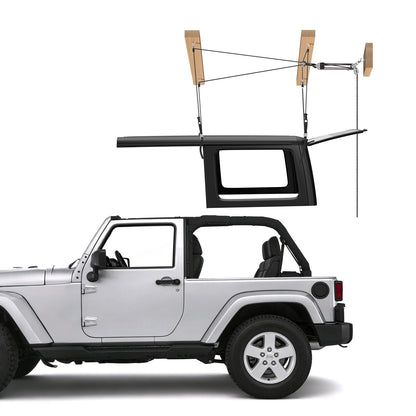 Hard Top Remover Lift, 99.79 kg, Jeep Hardtop Removal Storage Roof Hoist with Anti-Drop System, Easy One-Person Operation, Support 8-16 in Ceiling, for 2-Door & 4-Door Jeep Wrangler JK JL & Ford
