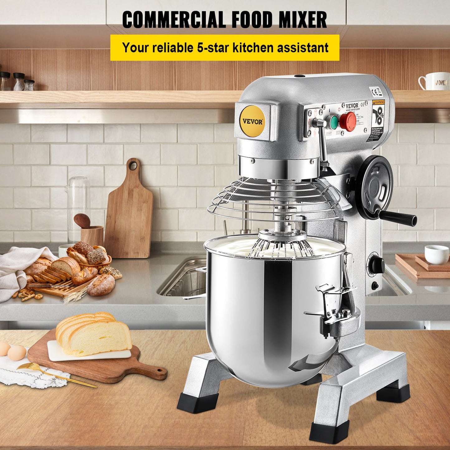 VEVOR Commercial Electric Food Mixer Stand Mixer 16.5L Dough Mixer 3 Speeds 500W