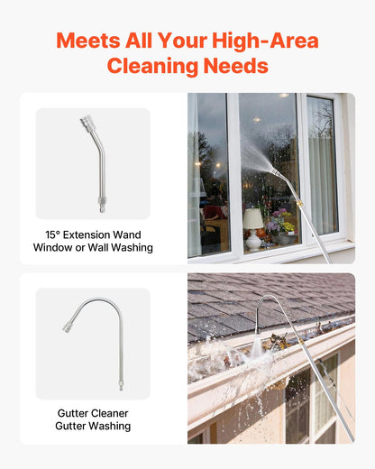 2.74 m Pressure Washer Telescoping Wand, 3-Section with Power Washer Extension Wands, 7 Nozzles, Hose Adapter, Support Belt, Storage Bag, 4000 PSI Telescopic Gutter Cleaner for High Cleaning