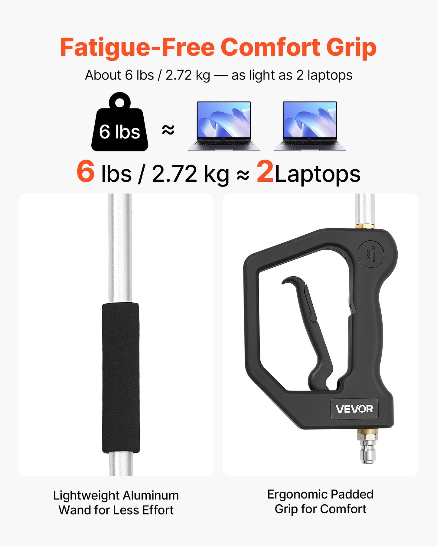 2.74 m Pressure Washer Telescoping Wand, 3-Section with Power Washer Extension Wands, 7 Nozzles, Hose Adapter, Support Belt, Storage Bag, 4000 PSI Telescopic Gutter Cleaner for High Cleaning
