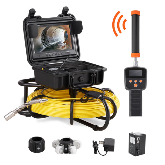 VEVOR Sewer Camera with 512Hz Locator,91.5 m, 9" Pipeline Inspection Camera with