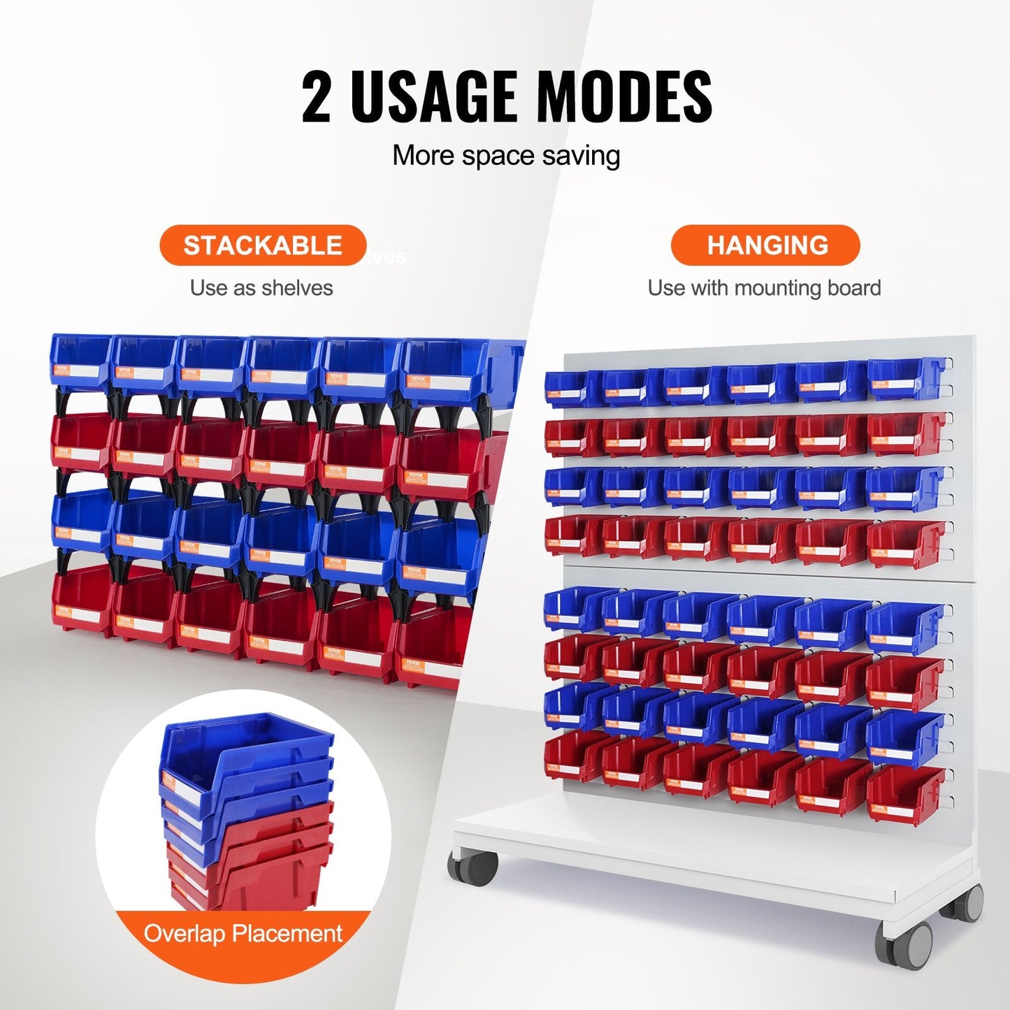 Stackable Plastic Storage Bins, 24-Pack, 1.8 kg, Blue/Red, 137 x 105 x 78 mm