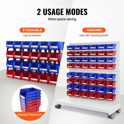 Stackable Plastic Storage Bins, 24-Pack, 1.8 kg, Blue/Red, 137 x 105 x 78 mm