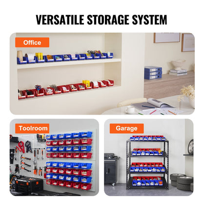 Stackable Plastic Storage Bins, 24-Pack, 1.8 kg, Blue/Red, 137 x 105 x 78 mm