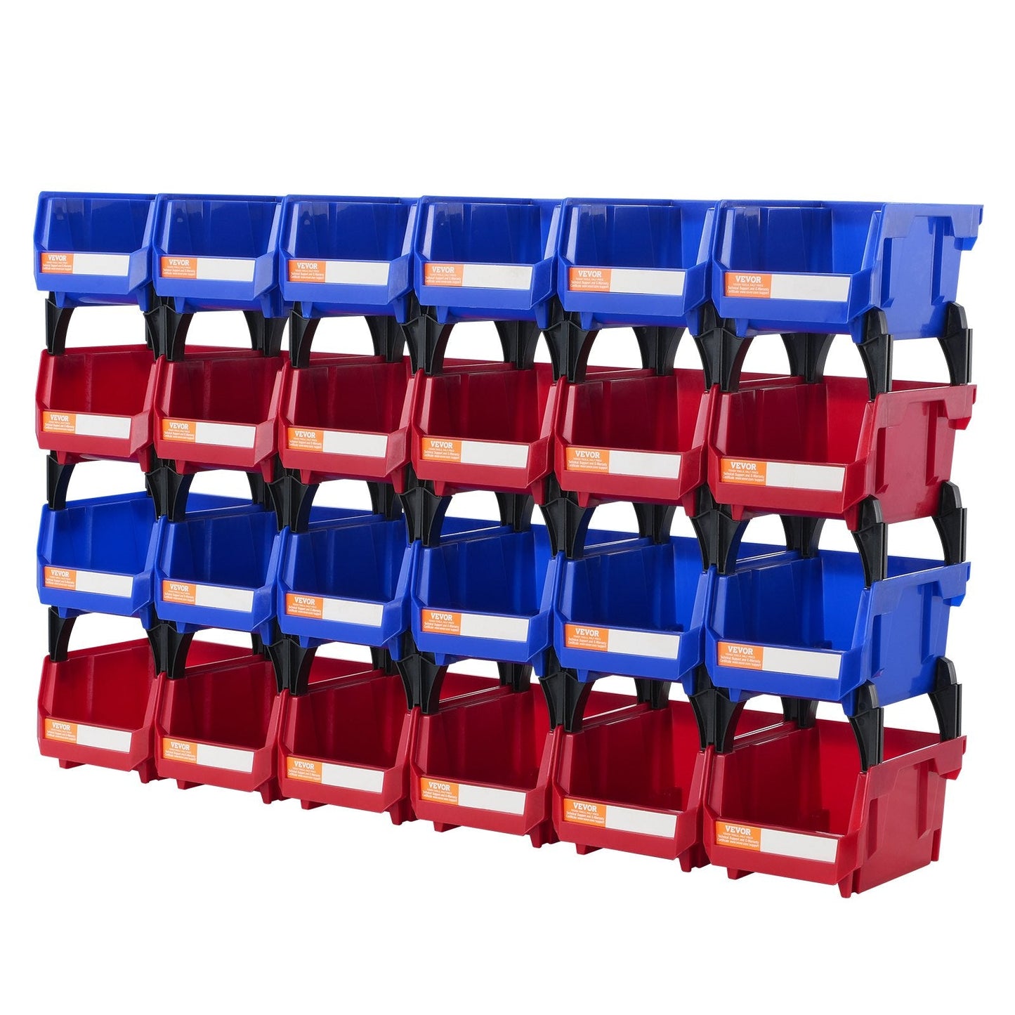 Stackable Plastic Storage Bins, 24-Pack, 1.8 kg, Blue/Red, 137 x 105 x 78 mm