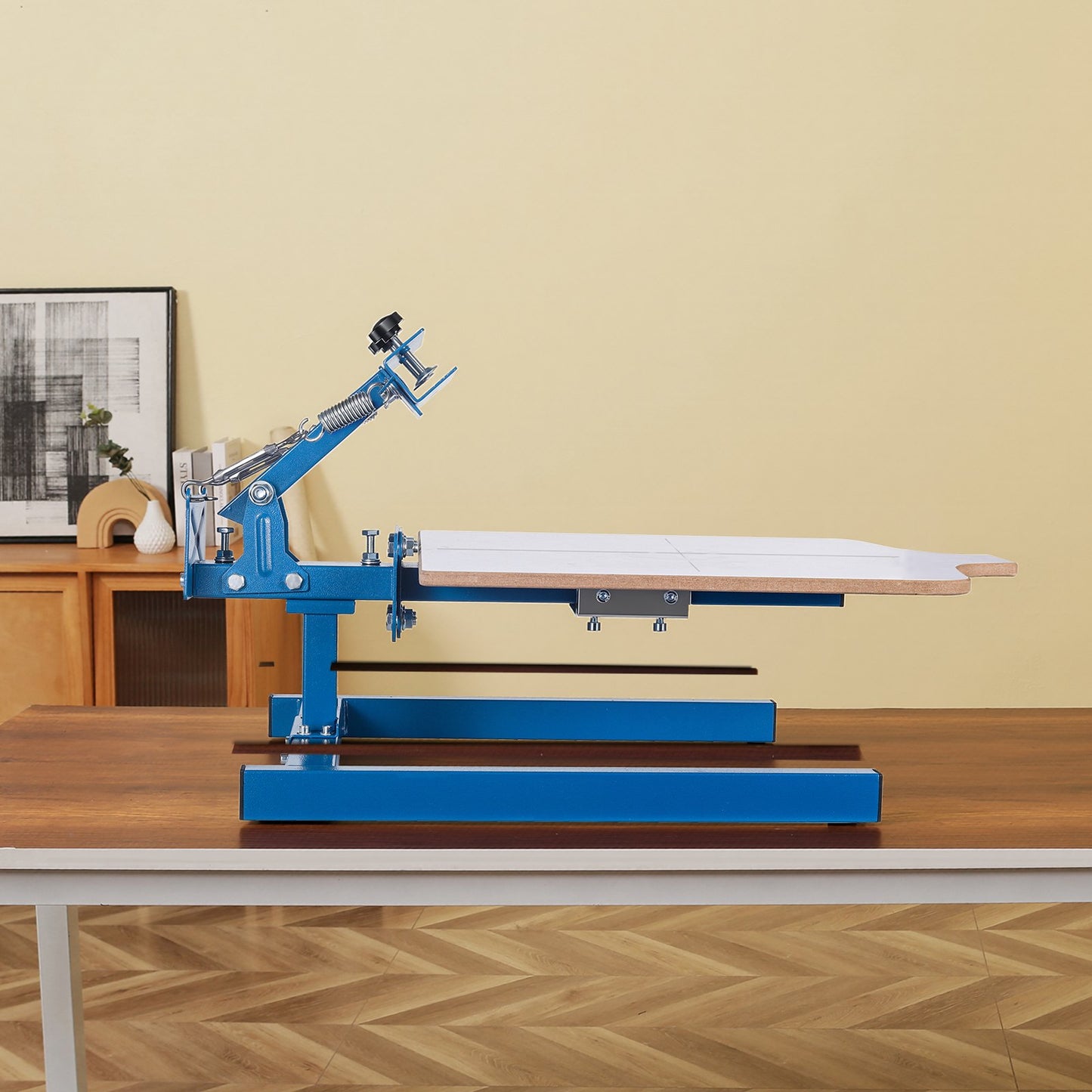 Screen Printing Machine 1 Color 1 Station Silk Screen Printing Press, 540 x 450 mm Platen, Adjustable Tension, Powder-Coated Carbon Steel, for T-shirt Clothing DIY, Home and Commercial Use
