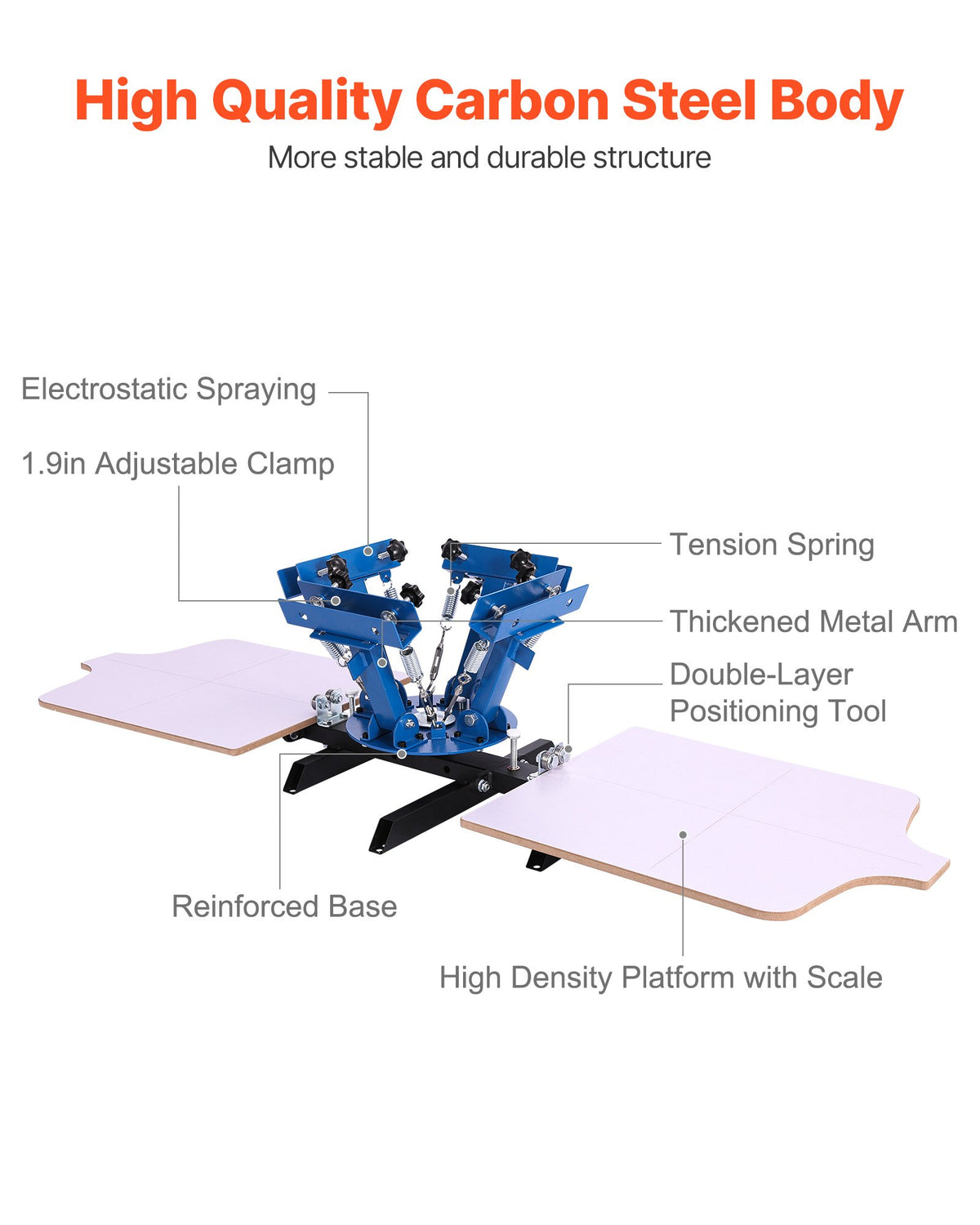 Screen Printing Machine 4 Color 2 Station Silk Screen Printing Press, 540 x 450 mm, 360° Rotatable, Accurate Positioning, Powder-Coated Carbon Steel, for T-shirt DIY, Home and Commercial