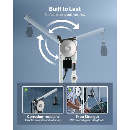 Line Hauler Pot Puller, 12V DC 1200W, Line Hauler Winch Holds 90 kg Lift Capacity, Line Speed of 35 m/min, 360° Rotation & Corrosion-Resistant, Crab Pot Puller for Crab, Shrimp, Lobster Traps