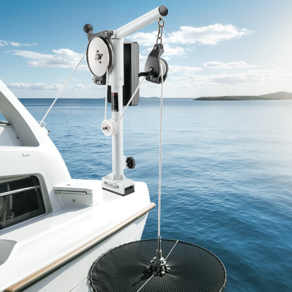 Line Hauler Pot Puller, 12V DC 1200W, Line Hauler Winch Holds 90 kg Lift Capacity, Line Speed of 35 m/min, 360° Rotation & Corrosion-Resistant, Crab Pot Puller for Crab, Shrimp, Lobster Traps