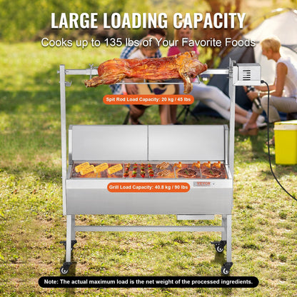 Heavy-Duty Rotisserie Grill for Pig, Lamb, and Chicken - 42W, 61kg Capacity