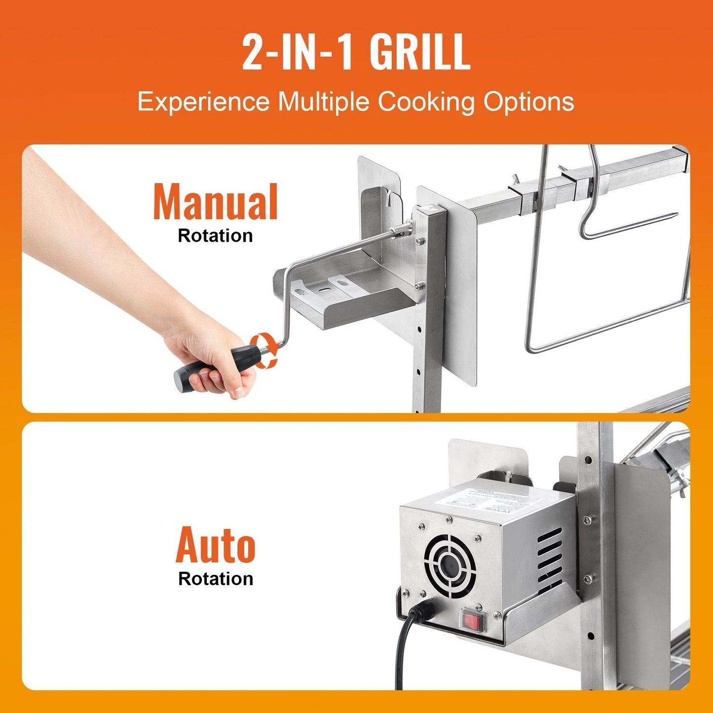 Heavy-Duty Rotisserie Grill for Pig, Lamb, and Chicken - 42W, 61kg Capacity