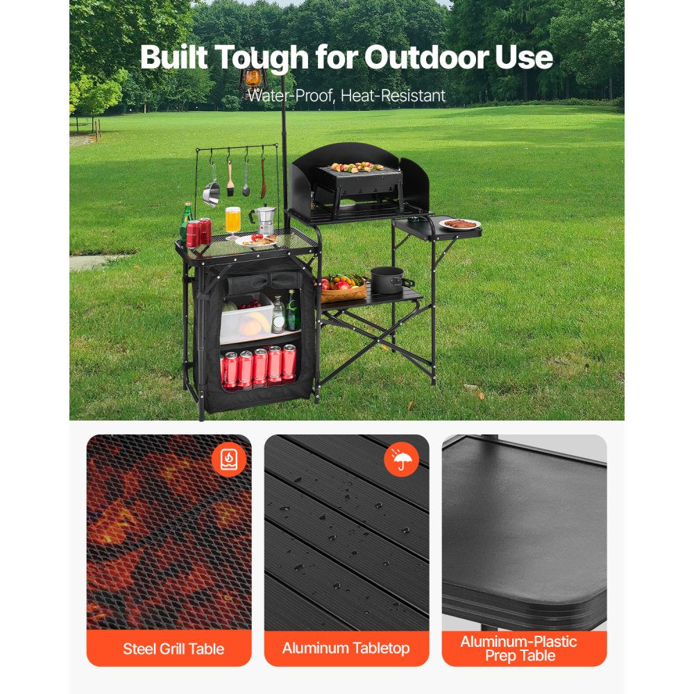 VEVOR Camping Kitchen Table Portable Outdoor Cook Station Storage Aluminum
