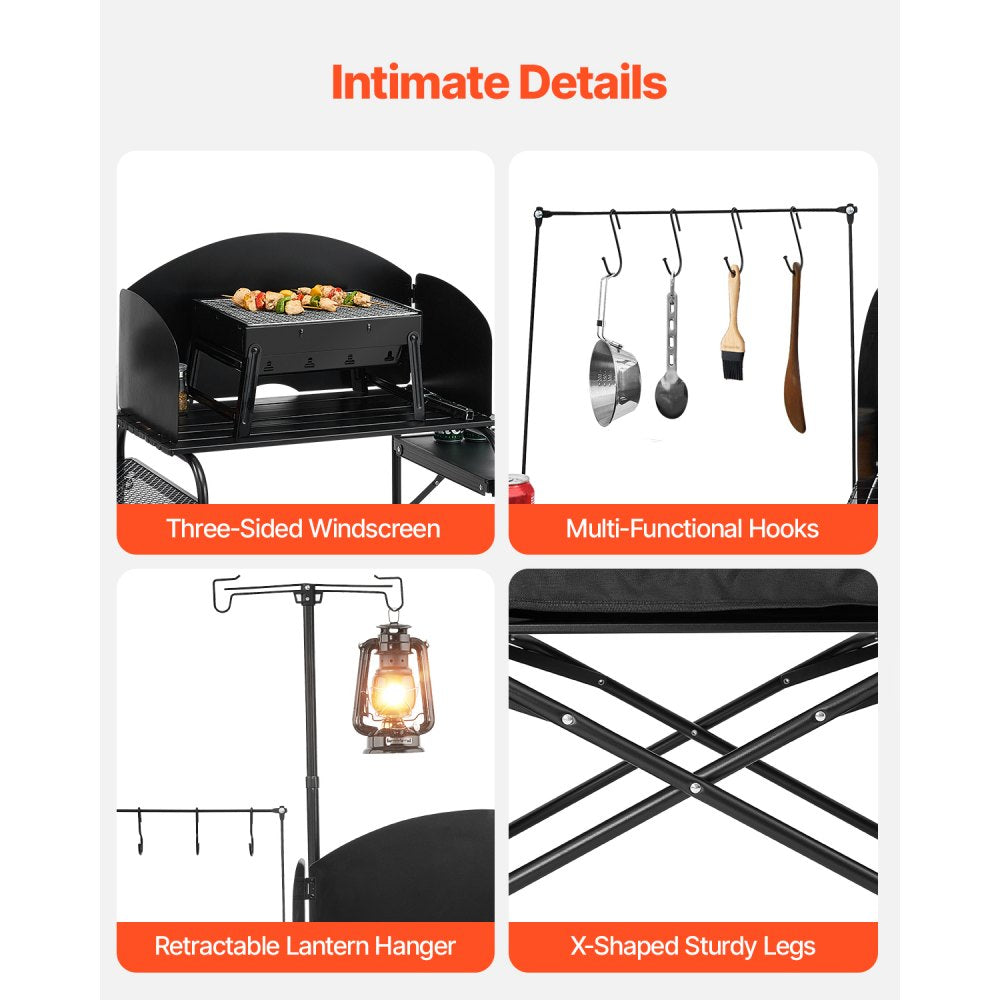 VEVOR Camping Kitchen Table Portable Outdoor Cook Station Storage Aluminum