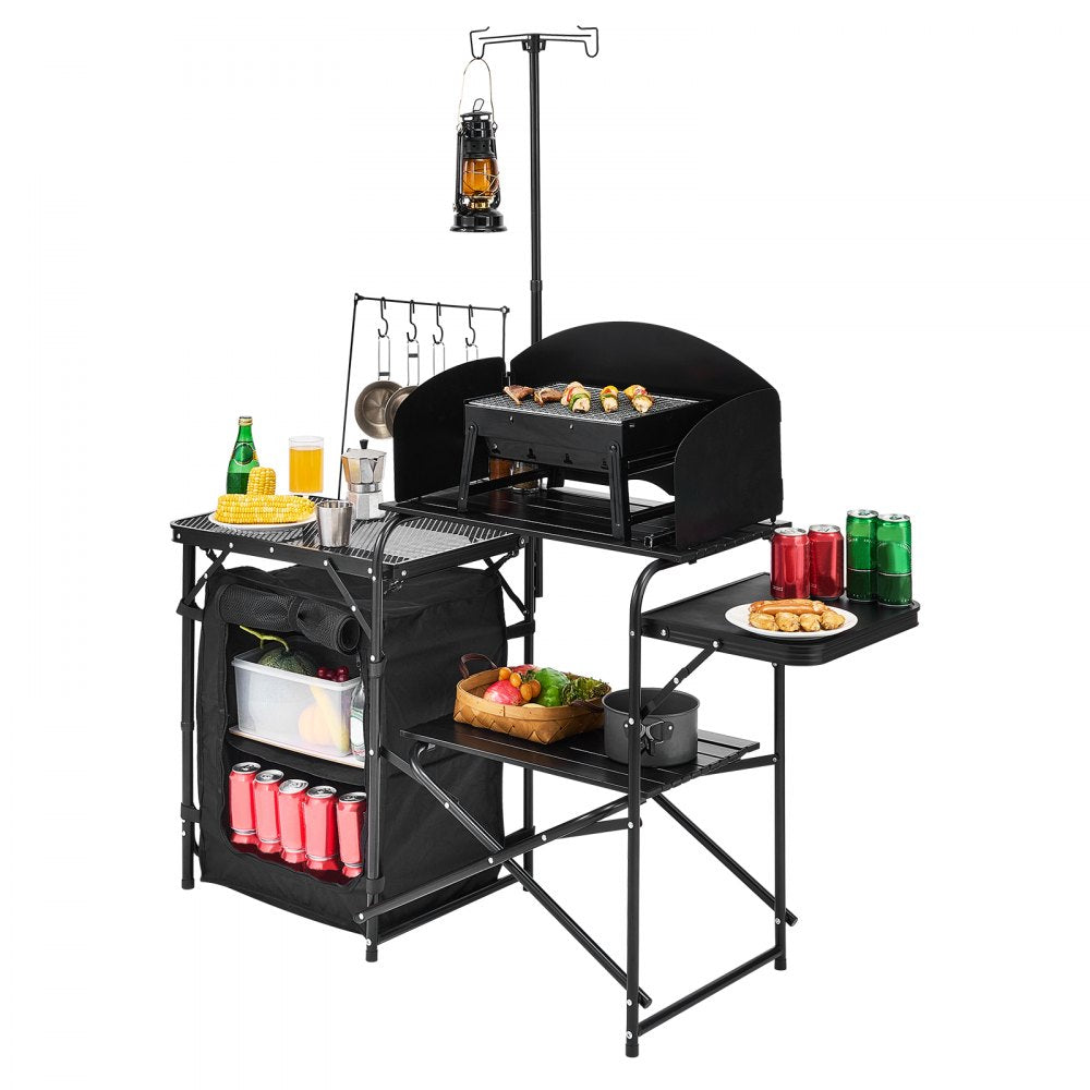 VEVOR Camping Kitchen Table Portable Outdoor Cook Station Storage Aluminum
