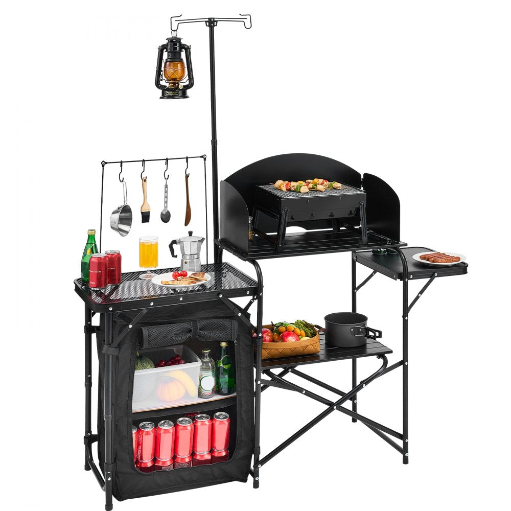 VEVOR Camping Kitchen Table Portable Outdoor Cook Station Storage Aluminum