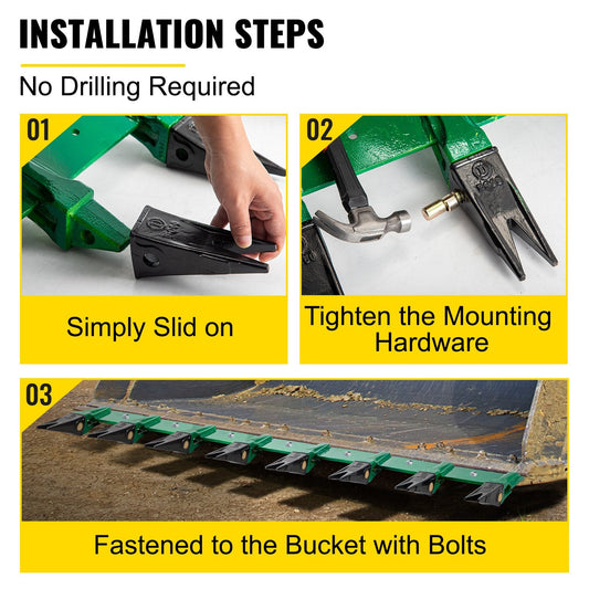Heavy-Duty 1.6m Bolt-On Tooth Bar with 8 Shanks for Tractor Buckets