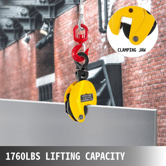 0.8T Alloy Steel Vertical Plate Clamp, 0-15 mm Jaw, 800 kg Capacity