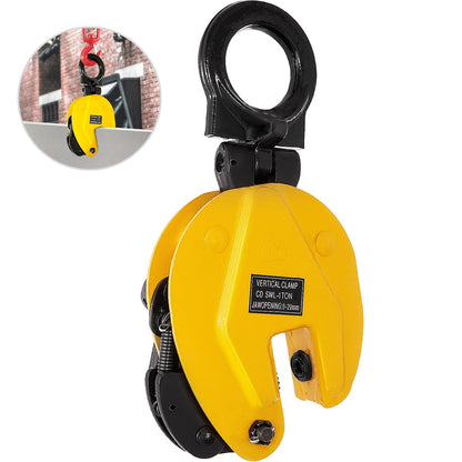 1T Vertical Steel Plate Lifting Clamp with Secure Spring and Swivel Shackle