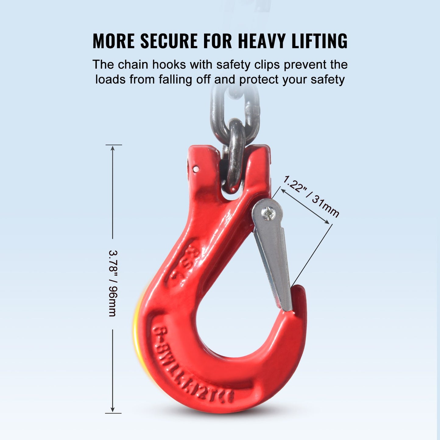 VEVOR 6 mm x 150 cm Chain Sling 4 Legs G80 Lifting Chain with Grab Hooks 2993 kg