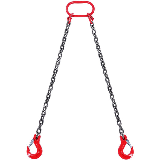 VEVOR 8 mm x 150 cm Chain Sling 2 Legs G80 Lifting Chain with Grab Hooks 2993 kg