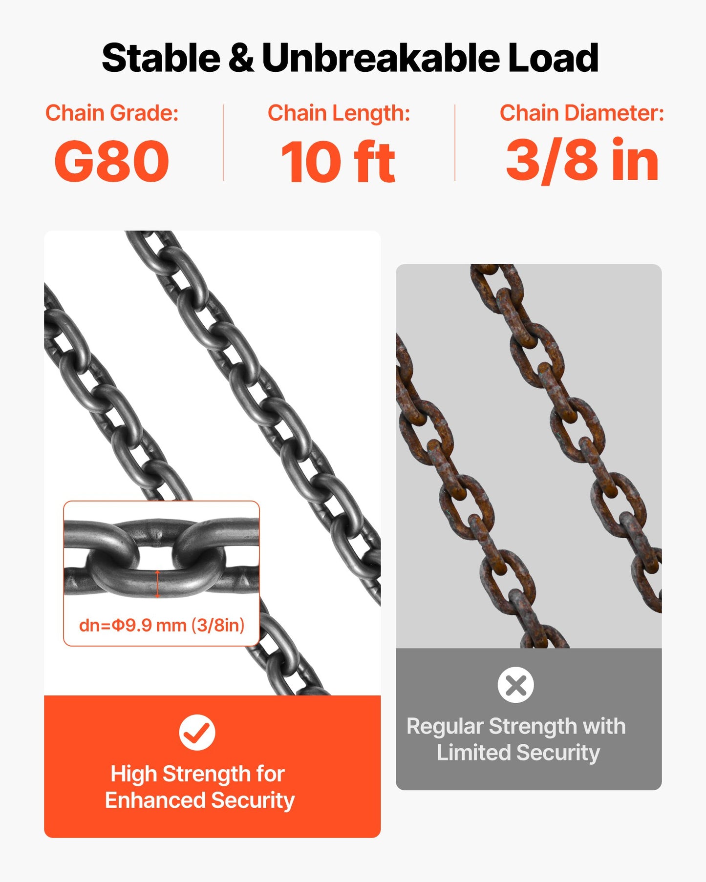 Chain Sling, 10mm x 3 m Lifting Chains with 4 Leg Grab Hooks, Heavy Duty G80 Alloy Steel Lifting Sling, 10.4 Ton Capacity, Adjustable Engine Chain Hoist Lifts for Cargo Security Towing
