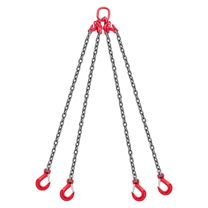 Chain Sling, 10mm x 3 m Lifting Chains with 4 Leg Grab Hooks, Heavy Duty G80 Alloy Steel Lifting Sling, 10.4 Ton Capacity, Adjustable Engine Chain Hoist Lifts for Cargo Security Towing